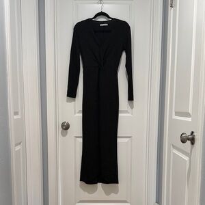 Reformation Black Glitter Long Sleeve Dress